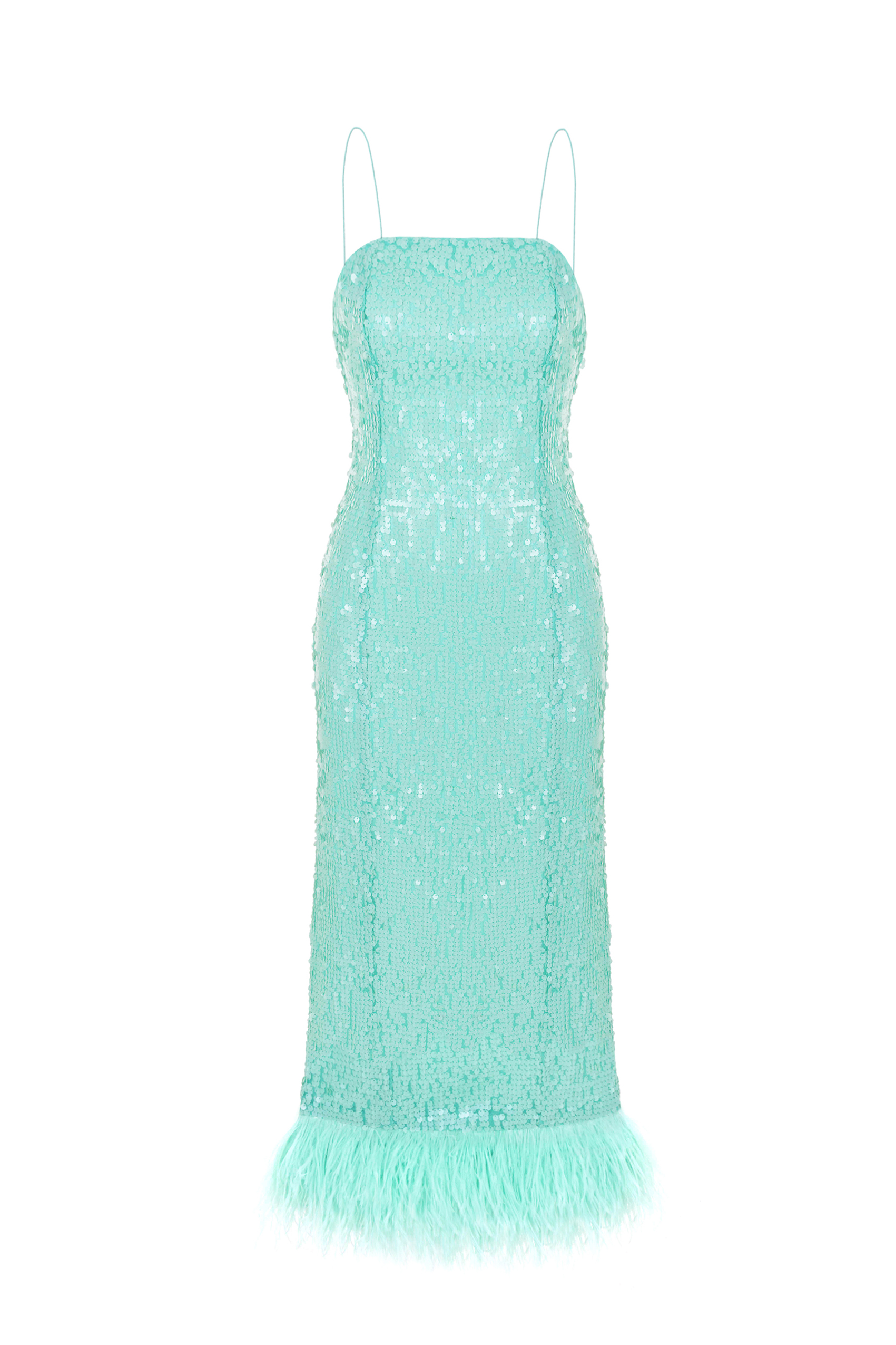 Sequined Feather Dress Mint Green - F.ILKK